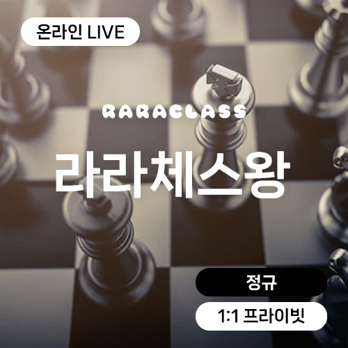 체스 챔피언에게 배운다! 정규  1:1 프라이빗 라라체스왕 (온라인 Live수업)